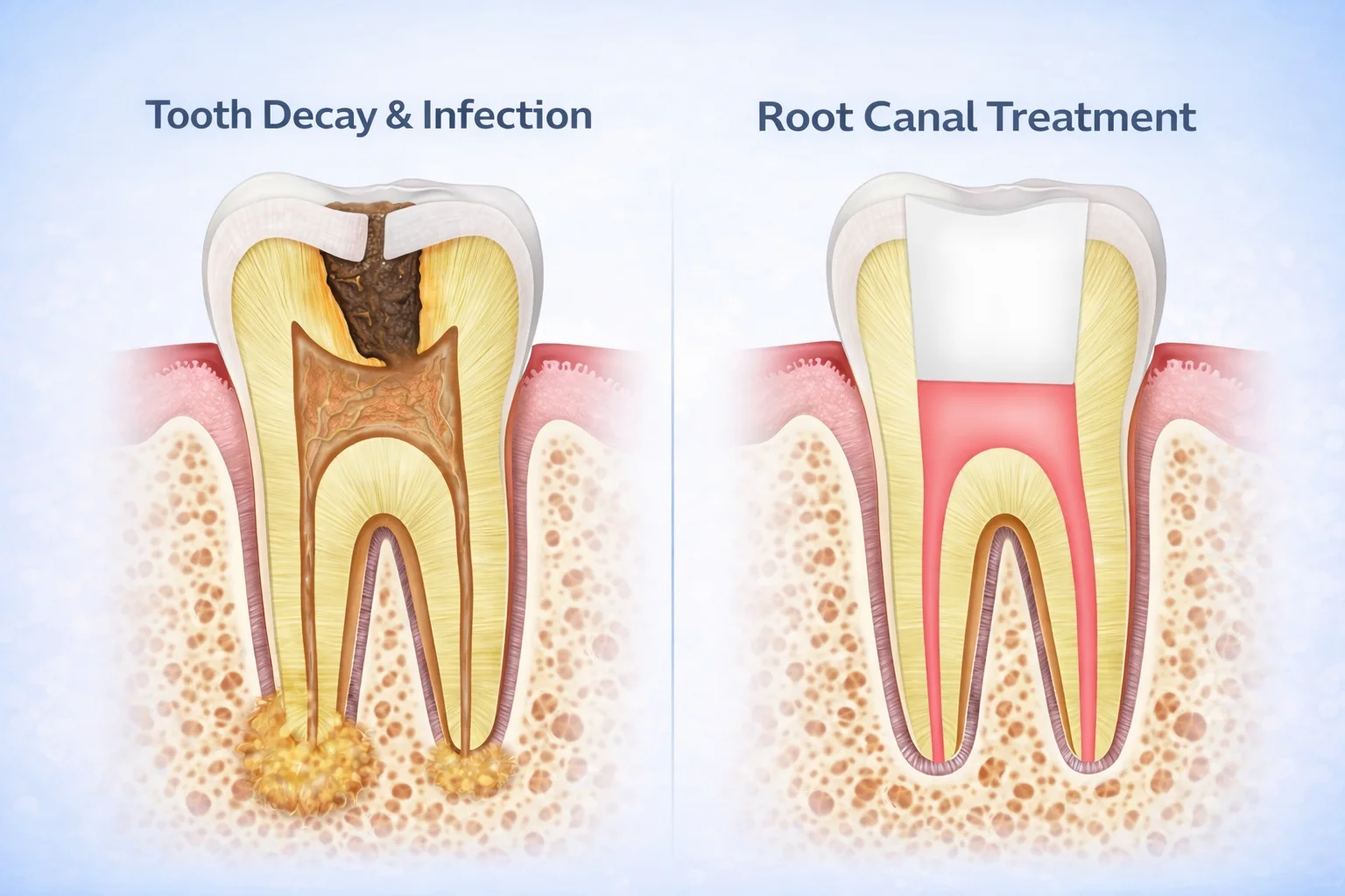 Tooth decay vs root canal treatment